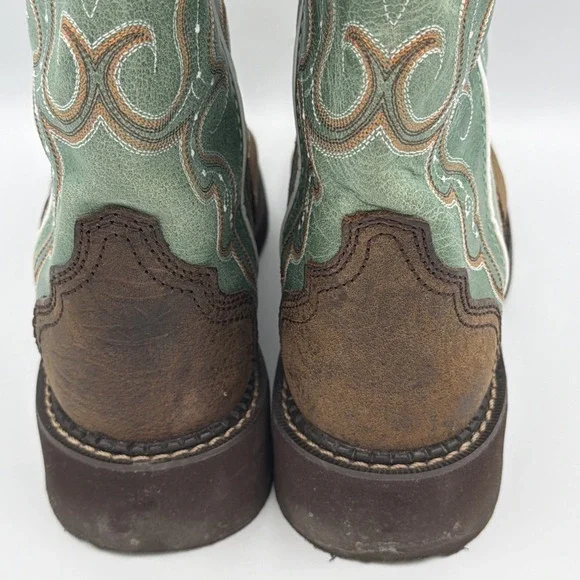 Justin Boots Women 7.5 B Gypsy Green Leather Square Toe Country Equestrian L2904 - Picture 8 of 11